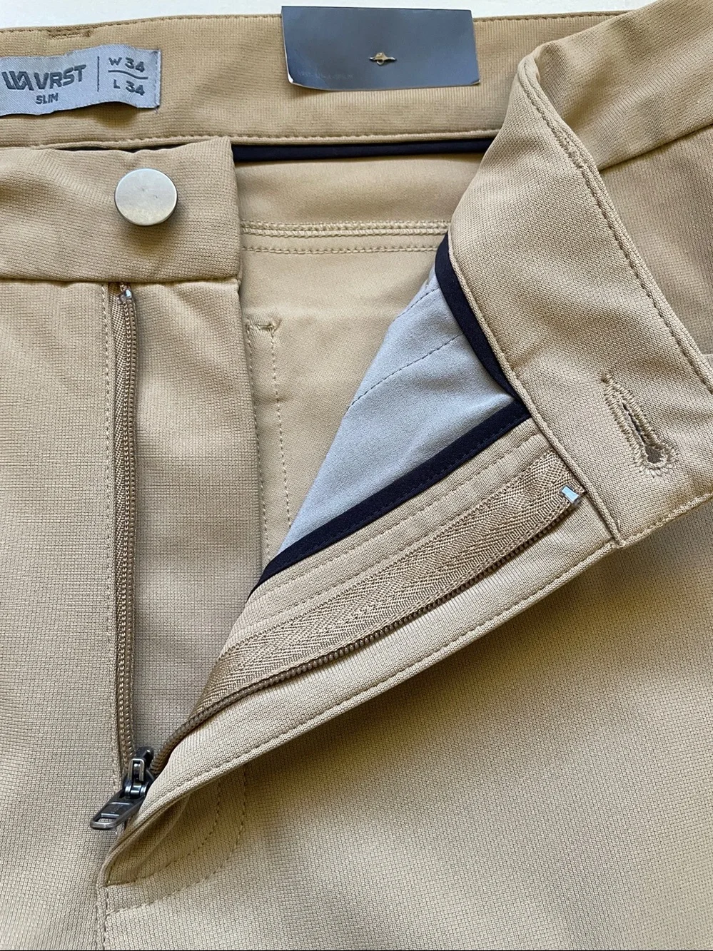 Athletic Performance Pants Stretch Tailored Golf Travel Khaki VRST NWT Commuter